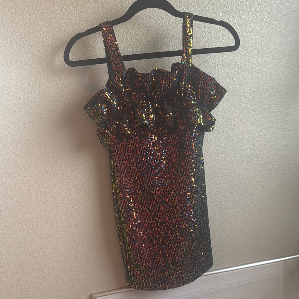 Sequin Ruffle Mini Dress